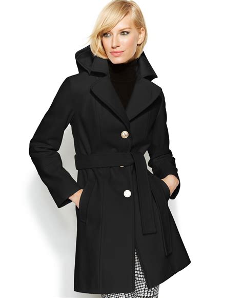 wool blend belted coat